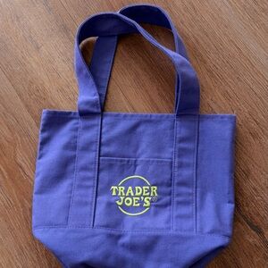 Trader Joe's Purple Canvas Tote with Yellow Logo